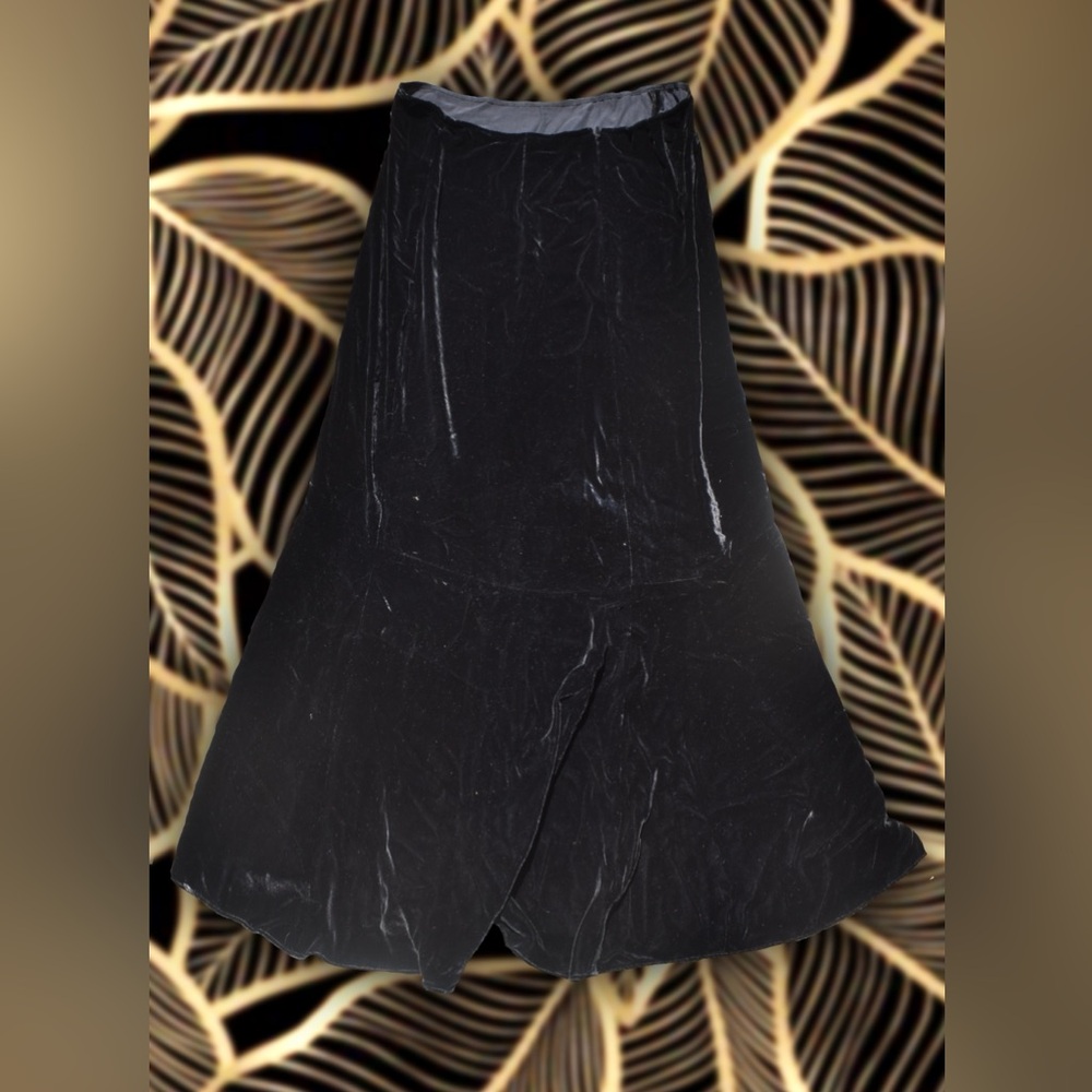 Vintage Cabi Black Velvet Maxi Skirt Sz M